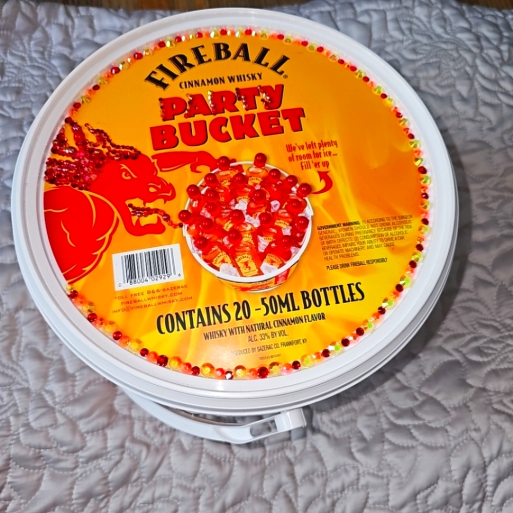 Custom bedazzled fireball bucket and ice scoop
